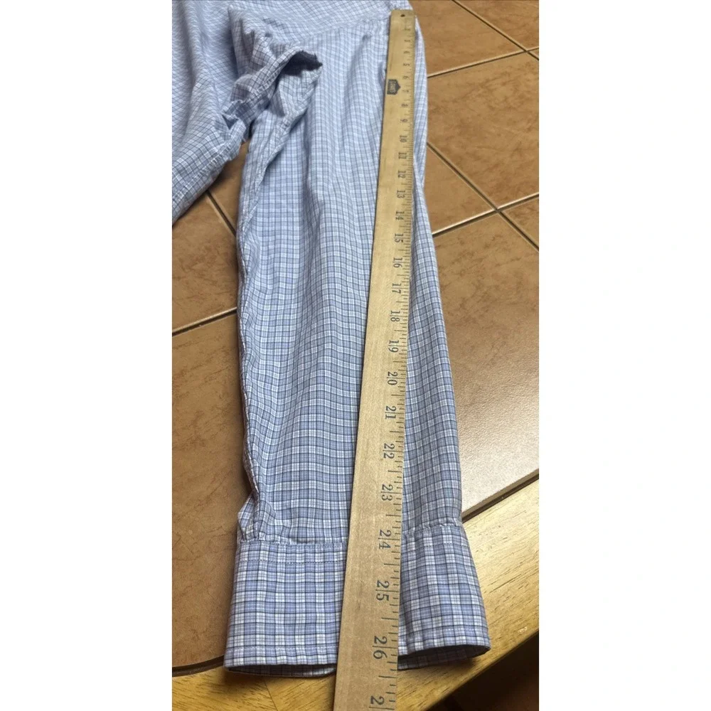 Polo Ralph Lauren Men's Blue Plaid Dress Button Front Shirt Sz 18 46 Pony Logo‎ - Picture 6 of 7